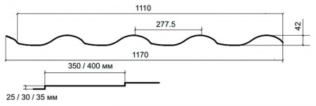 Металлочерепица Монтерроса Purman 1170 мм (1110 раб.)